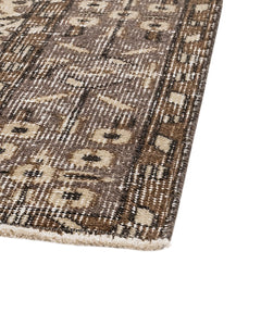 Handmade Wool Cotton Rug – Vintage Brown Frame 5x9 Feet Rustic Area Carpet