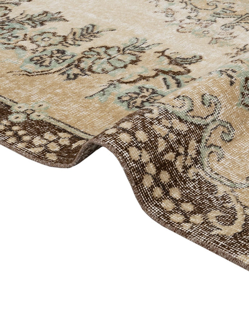 Handmade Wool Rug Vintage Brown Medallion Carpet 5'7" x 9'4" - Soft Cotton Blend