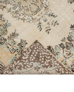 Handmade Wool Rug Vintage Brown Medallion Carpet 5'7" x 9'4" - Soft Cotton Blend