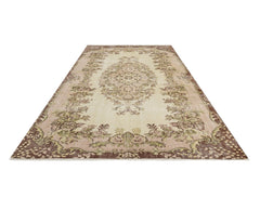 Handmade Wool Rug - Vintage Brown Medallion 5x8 Cotton Blend Area Rug