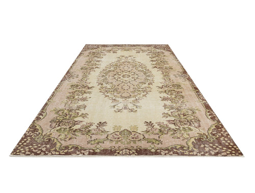 Handmade Wool Rug - Vintage Brown Medallion 5x8 Cotton Blend Area Rug