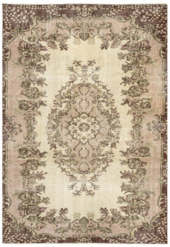 Handmade Wool Rug - Vintage Brown Medallion 5x8 Cotton Blend Area Rug