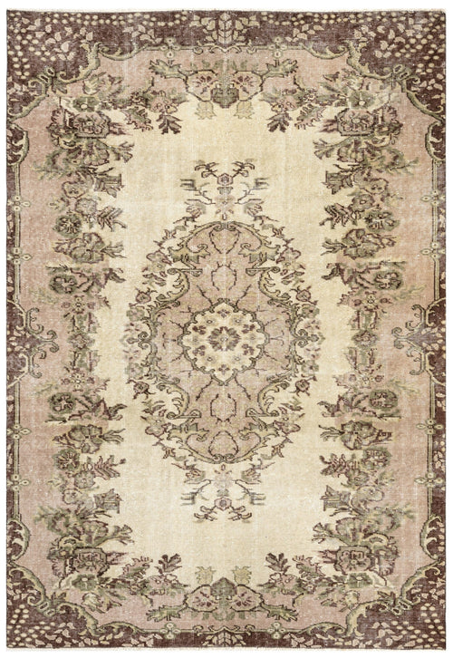 Handmade Wool Rug - Vintage Brown Medallion 5x8 Cotton Blend Area Rug