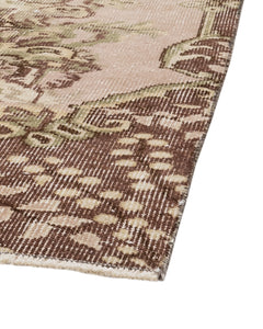 Handmade Wool Rug - Vintage Brown Medallion 5x8 Cotton Blend Area Rug