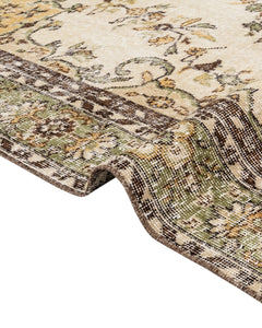 Handmade Wool Rug – Vintage Green Medallion Carpet 6'2"x9'8" Cotton Blend