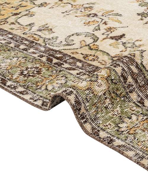 Handmade Wool Rug – Vintage Green Medallion Carpet 6'2"x9'8" Cotton Blend