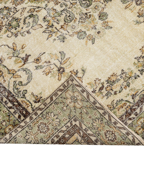 Handmade Wool Rug – Vintage Green Medallion Carpet 6'2"x9'8" Cotton Blend