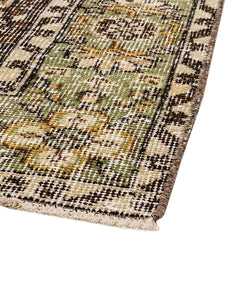 Handmade Wool Rug – Vintage Green Medallion Carpet 6'2"x9'8" Cotton Blend