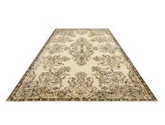 Handmade Wool Cotton Rug – Vintage Brown Medallion 5'6"x9'4" Area Carpet