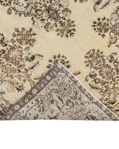 Handmade Wool Cotton Rug – Vintage Brown Medallion 5'6"x9'4" Area Carpet