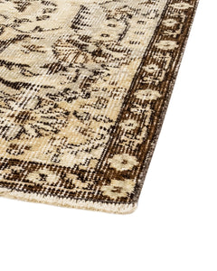 Handmade Wool Cotton Rug – Vintage Brown Medallion 5'6"x9'4" Area Carpet