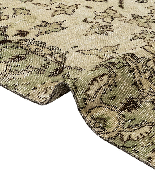 Handmade Wool Cotton Rug - Vintage Green Medallion Area Carpet 5'9" x 9'3"