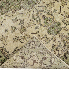 Handmade Wool Cotton Rug - Vintage Green Medallion Area Carpet 5'9" x 9'3"