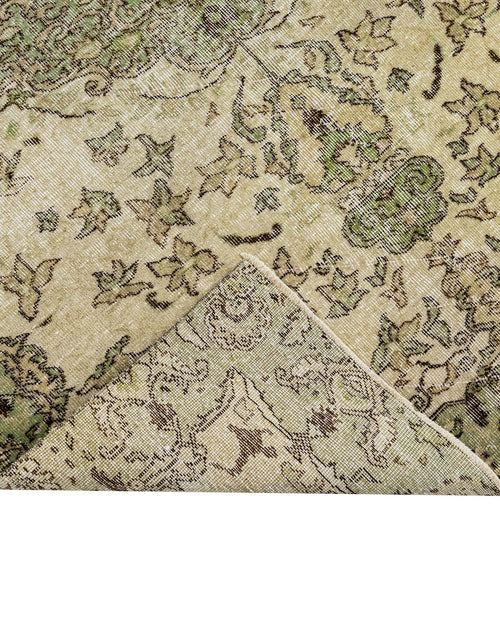 Handmade Wool Cotton Rug - Vintage Green Medallion Area Carpet 5'9" x 9'3"