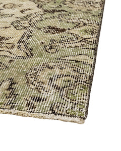 Handmade Wool Cotton Rug - Vintage Green Medallion Area Carpet 5'9" x 9'3"