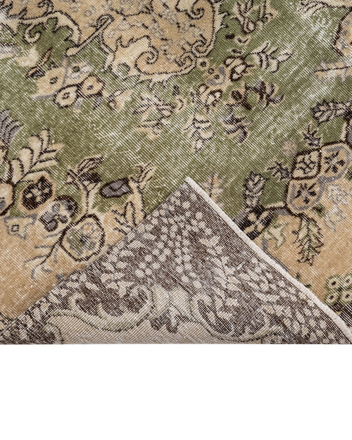 Handmade Wool Rug - Vintage Green Medallion Carpet 5'5" x 8'6" Cotton Wool Blend