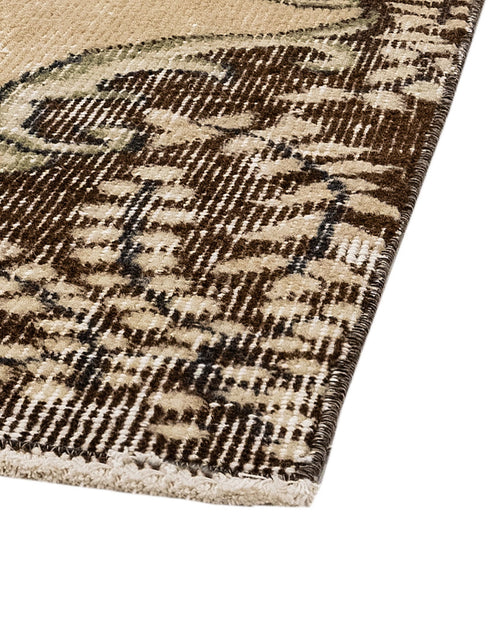 Handmade Wool Rug - Vintage Green Medallion Carpet 5'5" x 8'6" Cotton Wool Blend