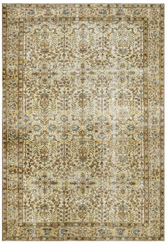 Handmade Wool Cotton Rug - Vintage Brown Frame 5x9 Feet Rustic Area Carpet