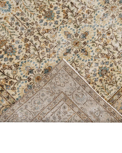 Handmade Wool Cotton Rug - Vintage Brown Frame 5x9 Feet Rustic Area Carpet