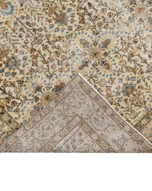 Handmade Wool Cotton Rug - Vintage Brown Frame 5x9 Feet Rustic Area Carpet