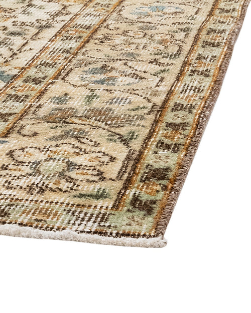 Handmade Wool Cotton Rug - Vintage Brown Frame 5x9 Feet Rustic Area Carpet