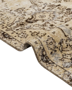 Handmade Wool Rug – Vintage Medallion Brown 5x9 Foot Cotton Blend Carpet