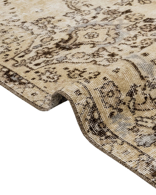 Handmade Wool Rug – Vintage Medallion Brown 5x9 Foot Cotton Blend Carpet