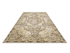 Handmade Wool Rug – Vintage Medallion Brown 5x9 Foot Cotton Blend Carpet