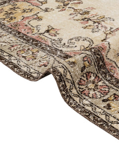 Handmade Wool Rug - Vintage Brown Medallion 6x9 Area Rug for Living Room