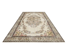 Handmade Wool Rug - Vintage Brown Medallion 6x9 Area Rug for Living Room