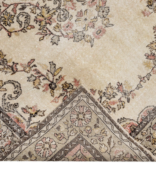 Handmade Wool Rug - Vintage Brown Medallion 6x9 Area Rug for Living Room