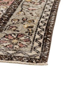 Handmade Wool Rug - Vintage Brown Medallion 6x9 Area Rug for Living Room