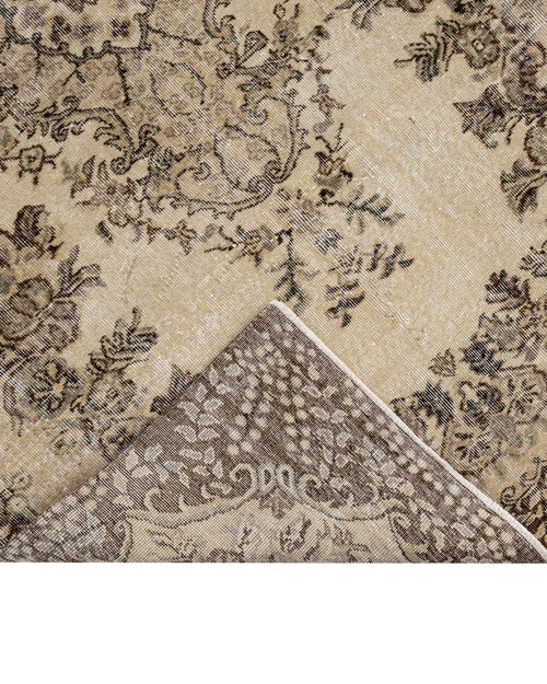 Handmade Wool Rug – Vintage Brown Medallion Area Carpet 5'6" x 8'10"