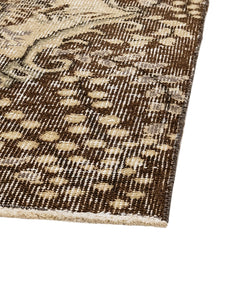 Handmade Wool Rug – Vintage Brown Medallion Area Carpet 5'6" x 8'10"