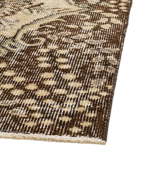 Handmade Wool Rug – Vintage Brown Medallion Area Carpet 5'6" x 8'10"