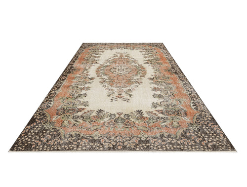 Handmade Wool Rug - Vintage Red Medallion 5'8" x 10'2" Cotton Wool Blend Carpet