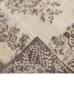 Handmade Wool Rug - Vintage Brown Medallion 6x9 Area Rug | Cotton Blend Soft Mat