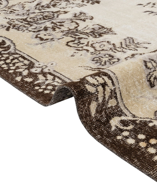 Handmade Wool Rug - Vintage Brown Medallion 6x9 Area Rug | Cotton Blend Soft Mat