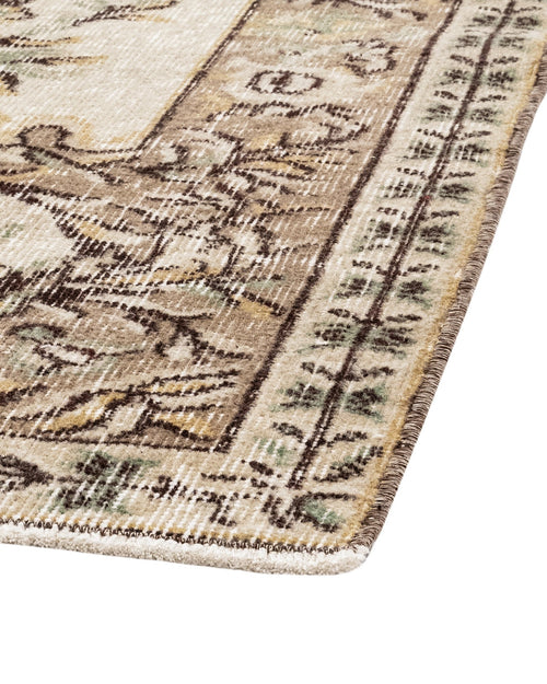 Handmade Wool Cotton Rug - Vintage Brown Medallion Carpet 5'3" x 8'10"