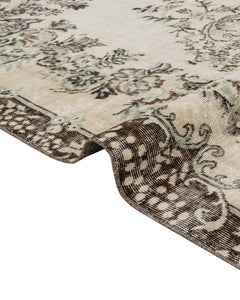 Handmade Wool Cotton Rug – Vintage Brown Medallion 5'7" x 8'11" Area Carpet