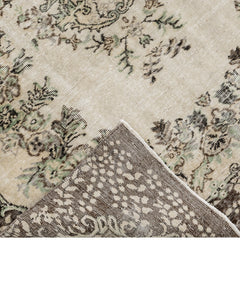 Handmade Wool Cotton Rug – Vintage Brown Medallion 5'7" x 8'11" Area Carpet