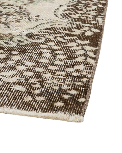 Handmade Wool Cotton Rug – Vintage Brown Medallion 5'7" x 8'11" Area Carpet