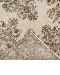 Handmade Wool Cotton Rug – Vintage Brown Medallion Carpet 5'7" x 8'9" Area