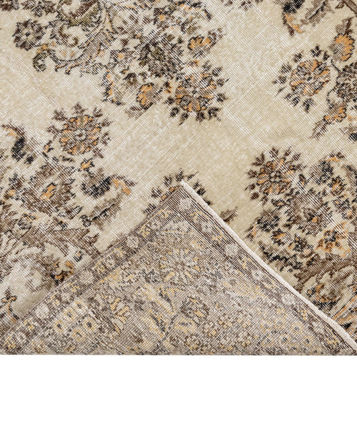 Handmade Wool Cotton Rug – Vintage Brown Medallion Carpet 5'7" x 8'9" Area