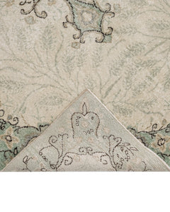 Handmade Wool Rug - Vintage Green Medallion 5'2"x8'4" Cotton Blend Carpet