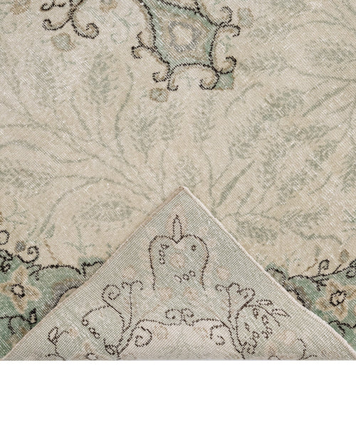 Handmade Wool Rug - Vintage Green Medallion 5'2"x8'4" Cotton Blend Carpet