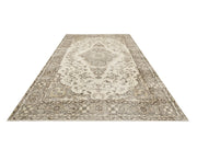 Handmade Wool Rug - Vintage Brown Medallion Cotton Area Carpet 5'11" x 9'8"