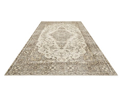 Handmade Wool Rug - Vintage Brown Medallion Cotton Area Carpet 5'11" x 9'8"