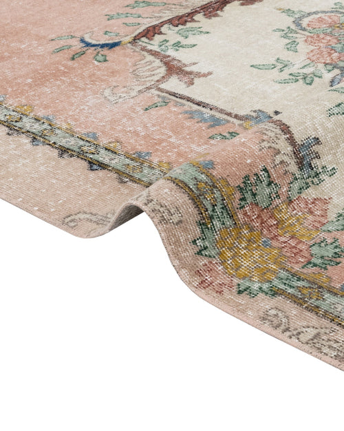 Handmade Wool Rug - Vintage Pink Medallion 5x8 Cotton Blend Area Carpet