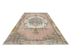 Handmade Wool Rug - Vintage Pink Medallion 5x8 Cotton Blend Area Carpet